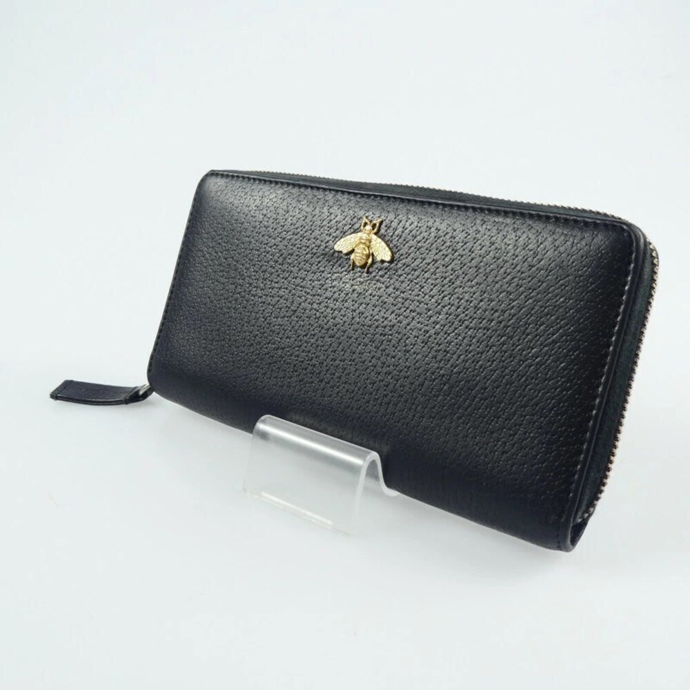 Gucci Calfskin Animalier Round Zipper Long Wallet